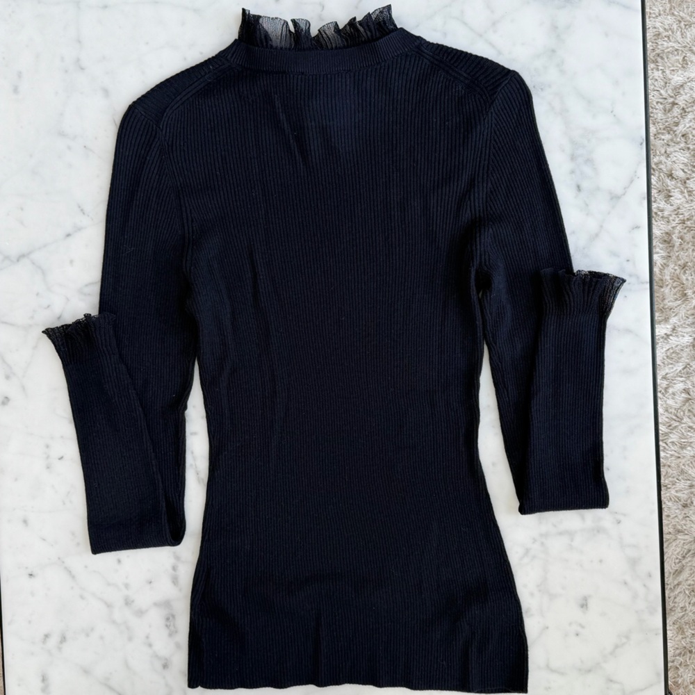Ted Baker Dvana Frilled Trim Ribbed Sweater - Picture 4 of 7